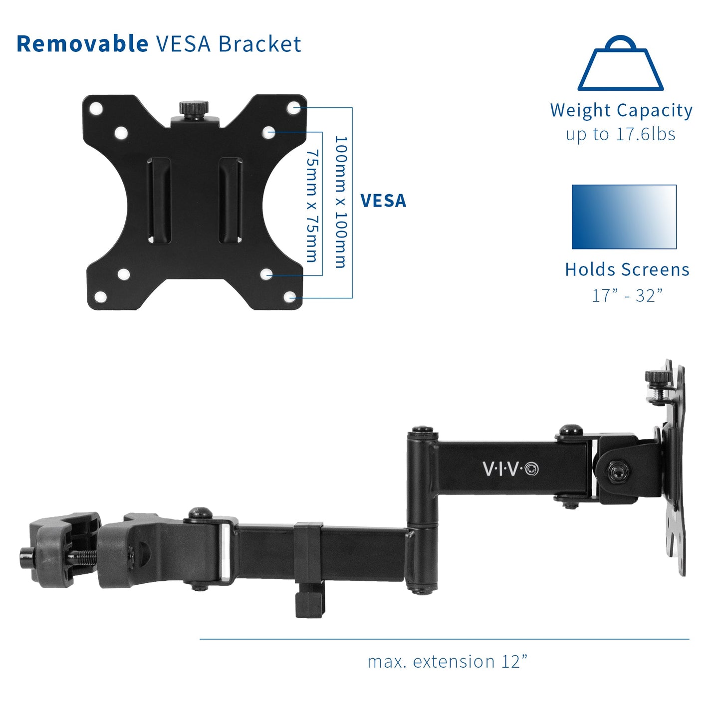 Pole Mount Bracket (extendable) for 17" to 32" TVs